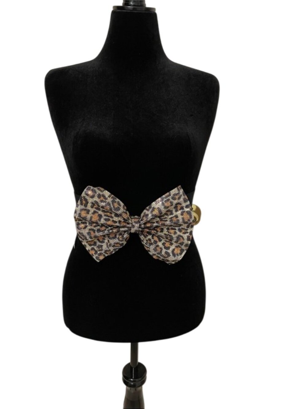 Jennifer & Company Wide Elastic Waist Belt Oversized Leopard Sparkle Bow NWT M/L